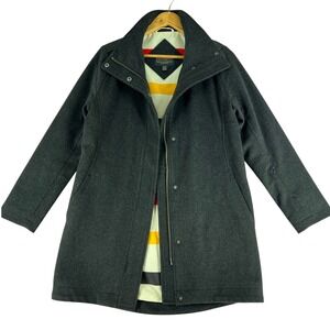Pendleton Womens Minimalist Charcoal Grey Wool Blend Rainbow Stripe Lined Coat S